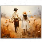 Boy and Girl in Autumn Fields