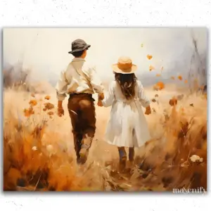 Boy and Girl in Autumn Fields