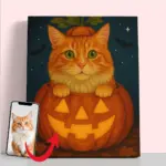 cat in pumpkin - Custom halloween pet portrait