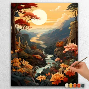 Mountains River and Sun