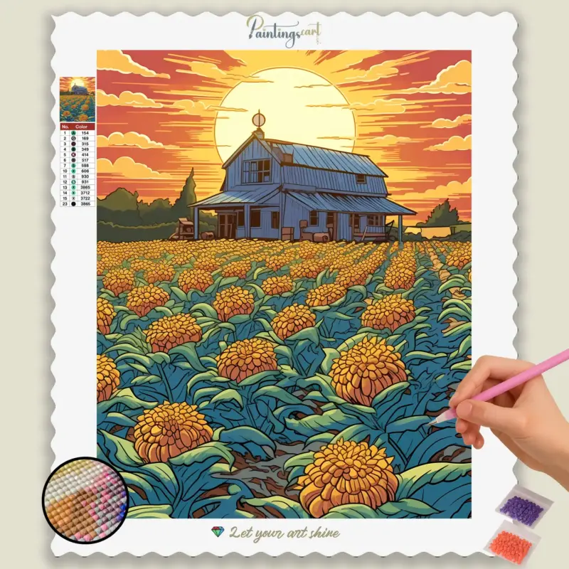 Cartoon-Style_Farm_20664_base-diamond-painting-paintingscart Flower Field and House