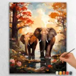 Cute Elephants in Jungle