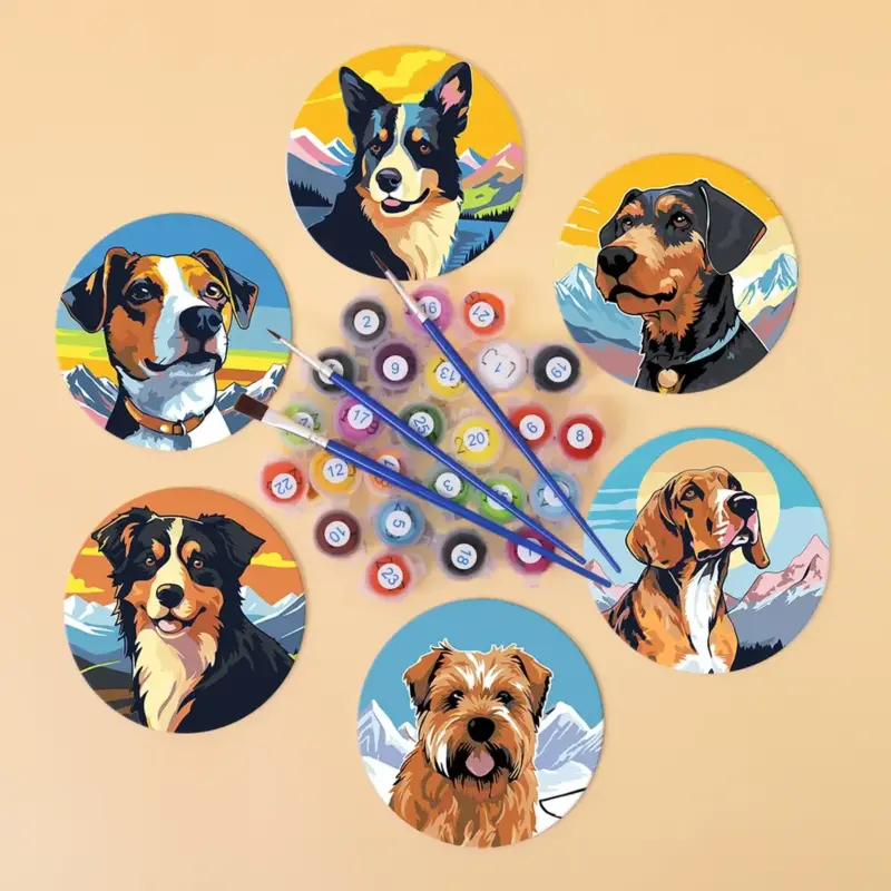 Cute-dog-coasters-DIY-paint-by-numbers-2-2 Cute Dogs Custom Drink Coasters - DIY Paint by Numbers