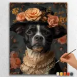 Cute Dog and Roses