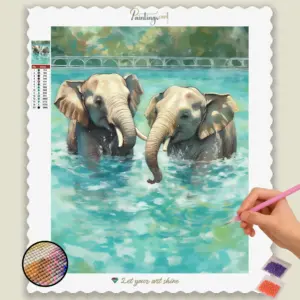 Cute Elephants in Water