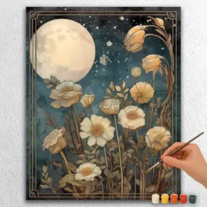 Enchanted Moon and White Flowers