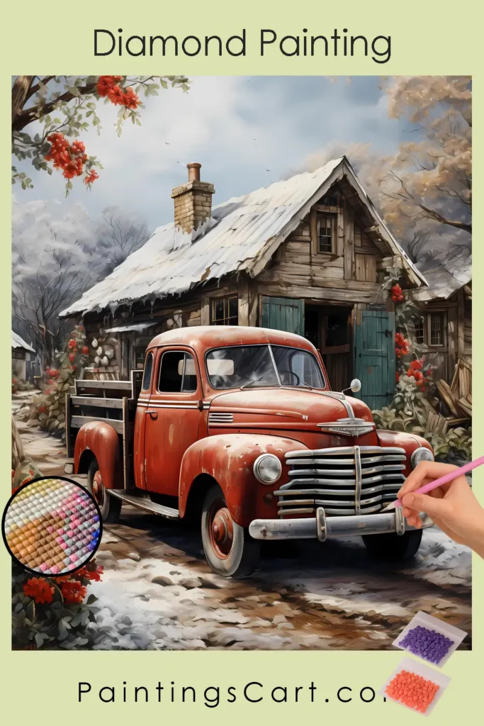 Winter House and Vintage Car