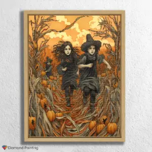 Witches running in Field