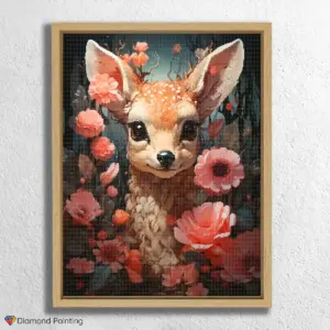 Cute Deer and Flowers