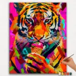 Paint-By-Numbers-DIamond-Painting-Ver-JPE-22 Tiger enjoying Ice-cream Paint by Numbers