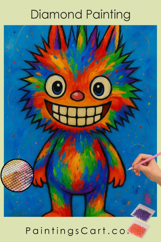 Rainbow_Creature_on_Blue_Canvas Labubu Doll