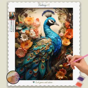 Colorful Flowers and Peacock