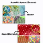 Square-vs-Round-Diamonds Diamond painting Without Frame