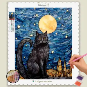 Black Cat and Moon