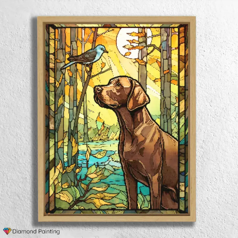 Dog and Bird Stained Glass
